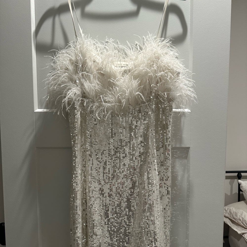 Anthropologie Bridal Feathered Sequin Dress